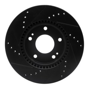 Hyundai Elantra Brake Rotor (1) - Front Right - R1 Concepts - Drilled & Slotted - Black - `03-`13